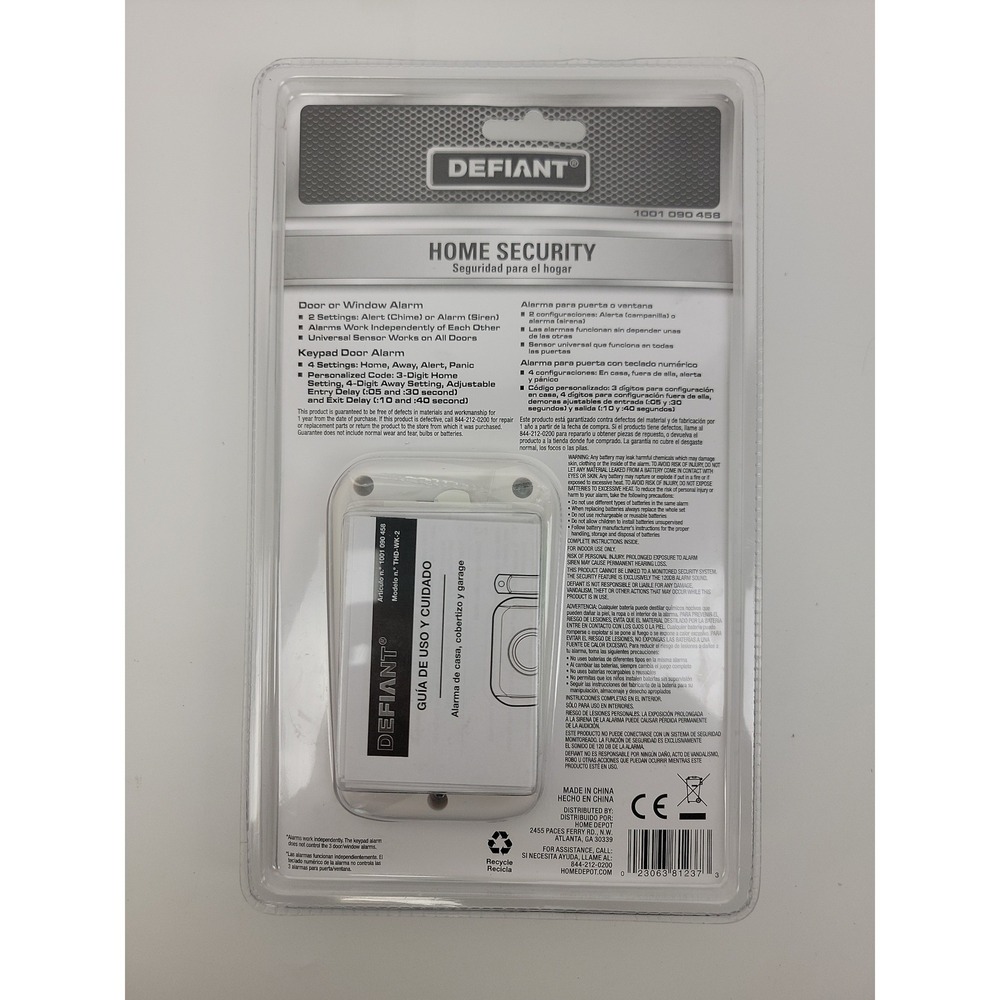 Defiant Wireless Alarm Multipack 120dB Security Door Window Keypad 1001090458 - Picture 2 of 9